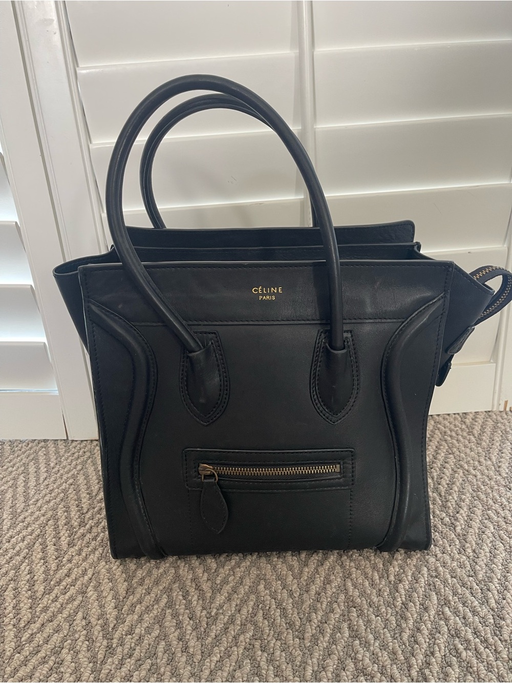Celine Micro Luggage Tote Black Smooth Calfskin Leather Phoebe Philo Era